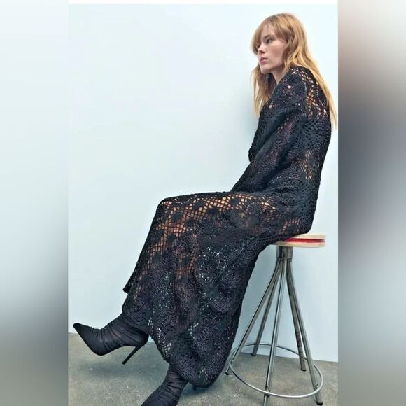 ZARA LIMITED EDITION LONG MAXI CROCHET DRESS - Picture 5 of 16